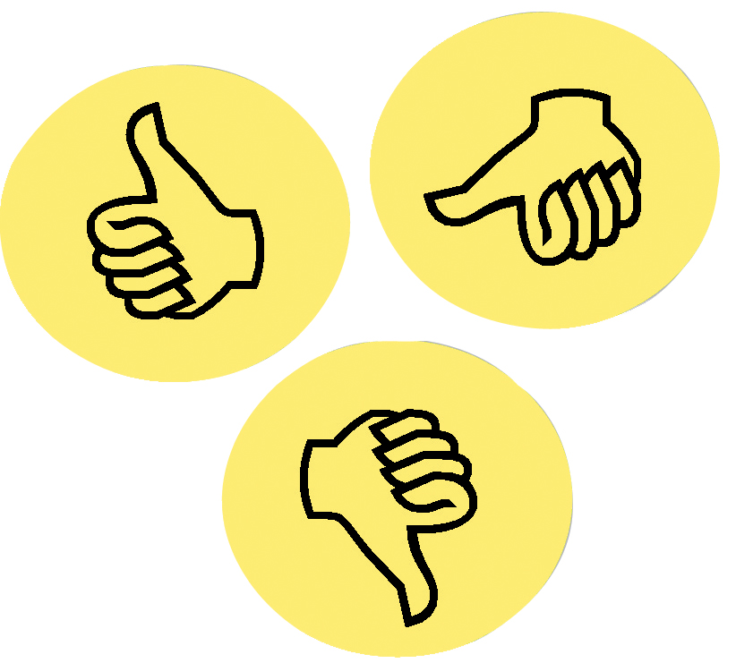 FRANKEN Moderationskarte Wertungssymbol , Daumen, , gelb