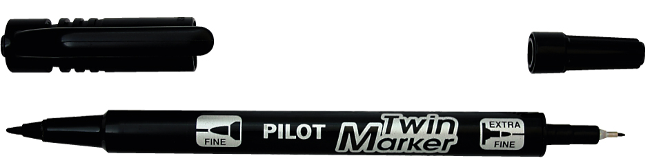 PILOT Permanent-Marker , Twin Marker, , extra fein, schwarz