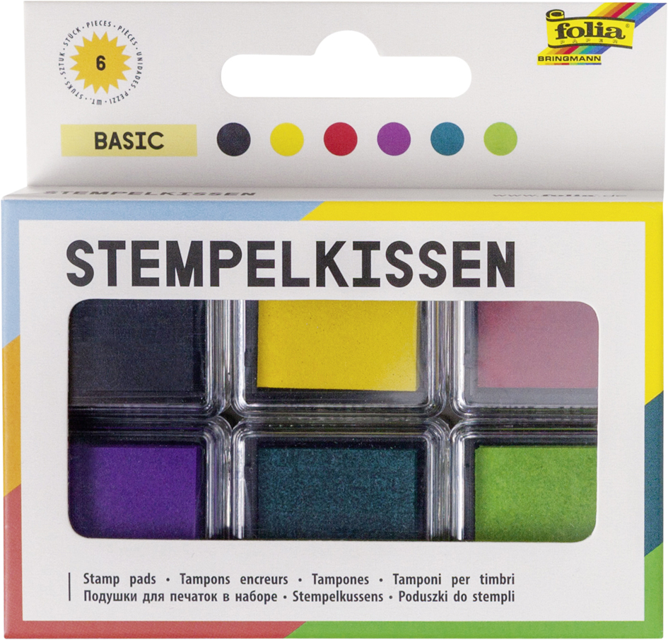 folia Stempelkissen Set , Basic, , 6-farbig sortiert