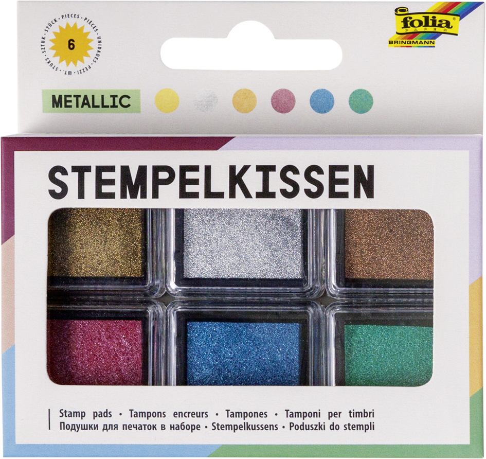 folia Stempelkissen Set , Metallic, , 6-farbig sortiert