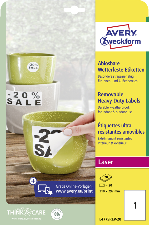 AVERY Zweckform wetterfeste Etiketten, 99,1 x 67,7 mm