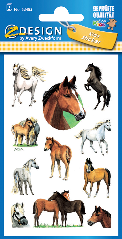 AVERY Zweckform ZDesign Sticker KIDS , Pferde, , beglimmert