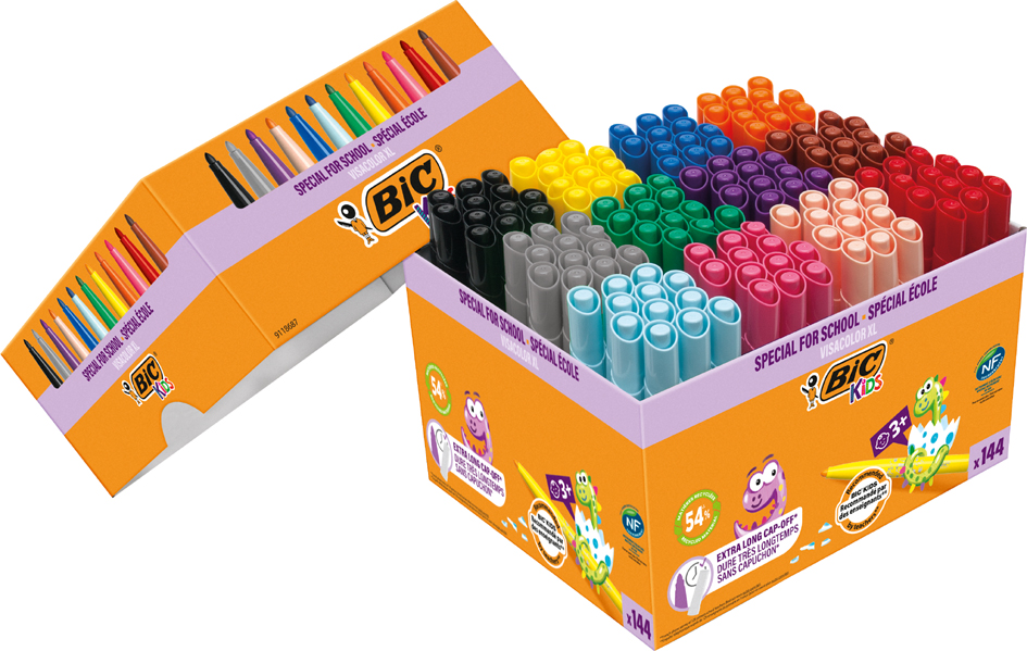 3086123321120 - BIC KIDS Fasermaler Visacolor XL 144er Kartonbox