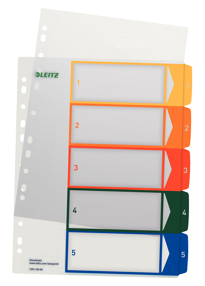 LEITZ Kunststoff-Register, Zahlen, A4 Überbreite, 1-6, PC-