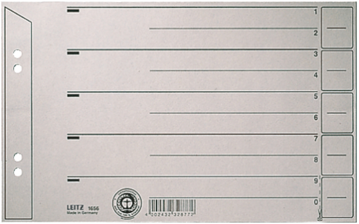 LEITZ Trennblätter, DIN A5 quer, Kraftkarton 200 g/qm, grau