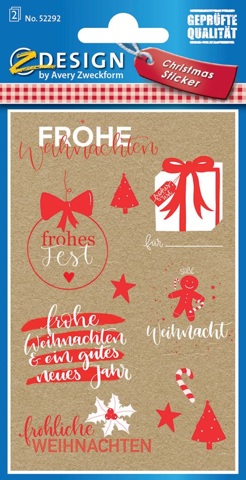 4004182522929 - 10 x Weihnachts-Sticker Xmas Wünsche 2 Bogen braun rot weiß