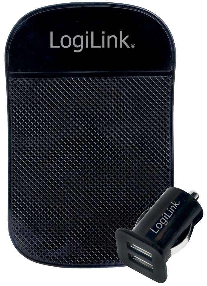 LogiLink USB-KFZ-Ladegerät, 2-fach, inkl. Antirutschmatte