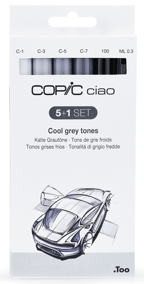 COPIC Marker ciao, 5+1 Set , Cool grey tones,