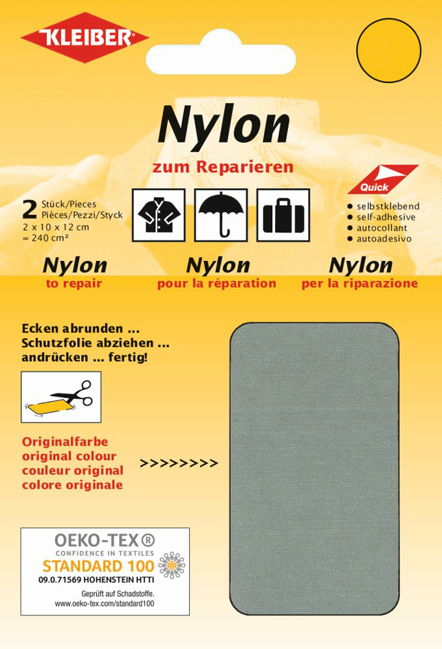 4009691430314 - KLEIBER Nylon-Flicken selbstklebend grau