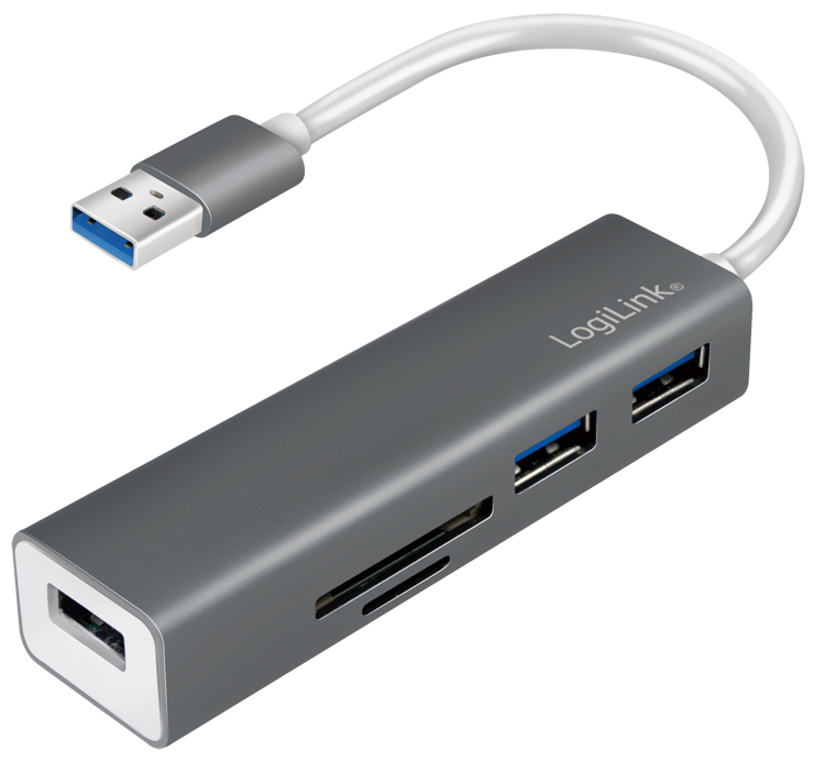 4052792048575 - LogiLink USB 30 3-port hub with card reader USB-Hubs - 3 - Grau