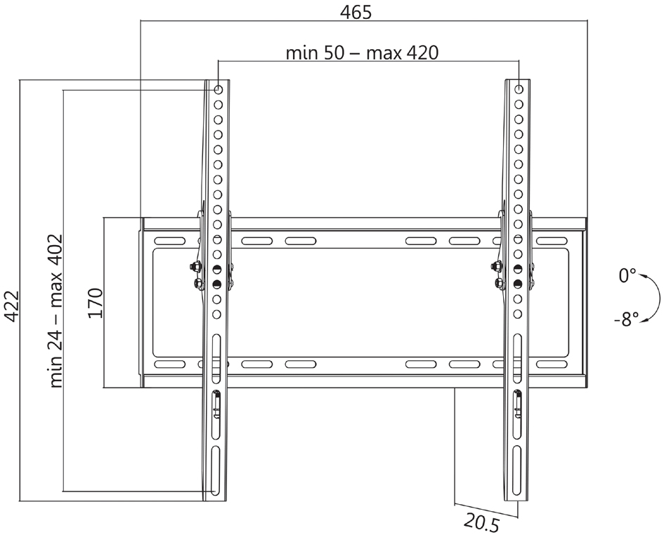 4052792046359 - LogiLink - Klammer - für Fernseher und Monitor - kaltgewalzter Stahl - Bildschirmgröße 813-1397 cm (32-55) - Wandmontage