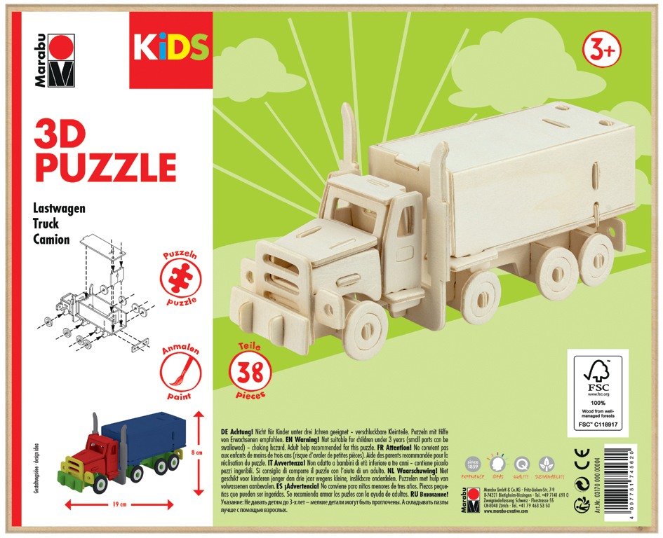 Marabu KiDS 3D Puzzle , Truck / Lastwagen, , 38 Teile