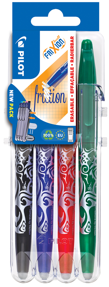 PILOT Tintenroller FRIXION BALL 07 Set2Go, 4er Etui Fun