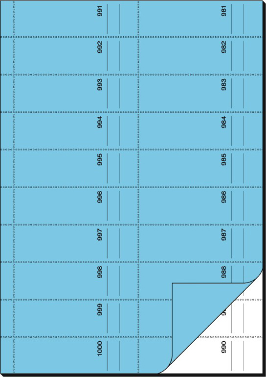 4004360920523 - Bonbuch 1000 Abrisse A4 hoch 65g qm blau mit Blaupapier 2x50 Bla