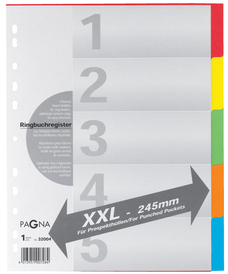 4013951007284 - Kartonregister mit Deckblatt in Überbreite zur freien Verwendung 5 Blätter 5-farbig