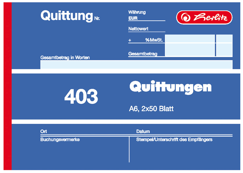 4008117876149 - Formularbuch Quittung A6 402 2x40 Blatt selbstdurchschreibend