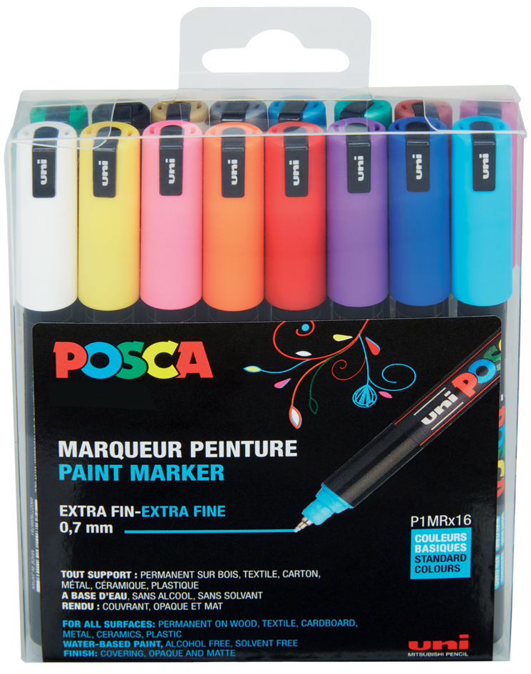 POSCA Pigmentmarker PC-1MR, 16er Box, farbig sortiert