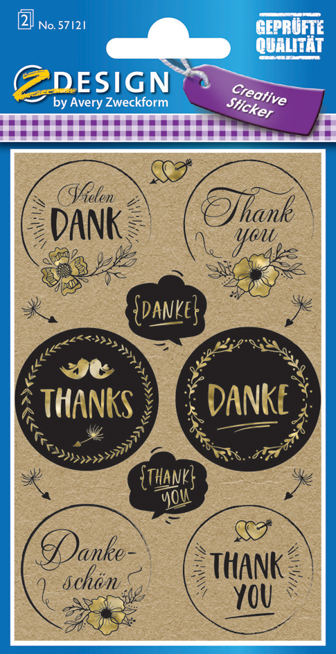 4004182571217 - 10 x Creative Papier-Sticker Naturlook -Danke- 13 Motive brau