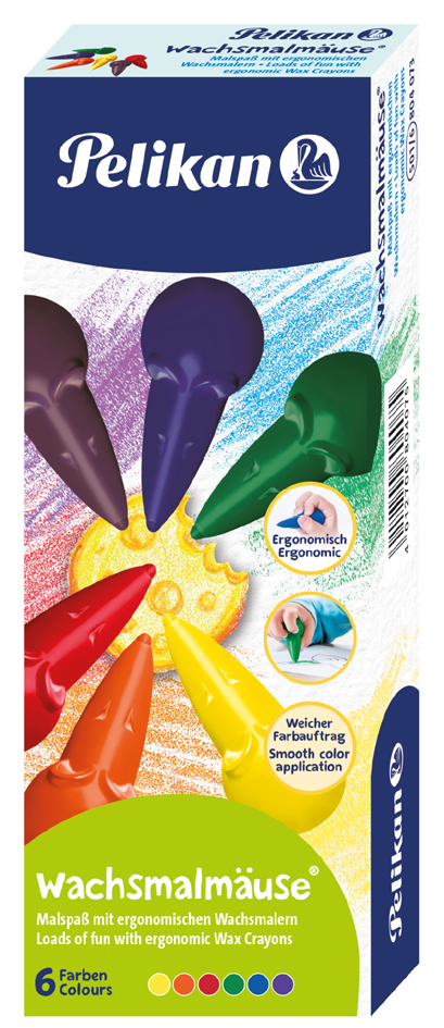 Pelikan Wachsmalmäuse, farbig sortiert, 6er Geschenk-Set