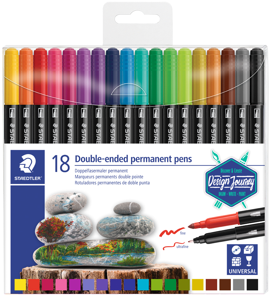 STAEDTLER Doppel-Fasermaler permanent, 18er Etui