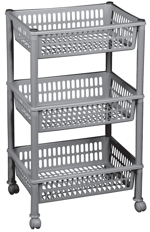 5707672996307 - Aufbewahrungs-Trolley mit 3 Körben silber