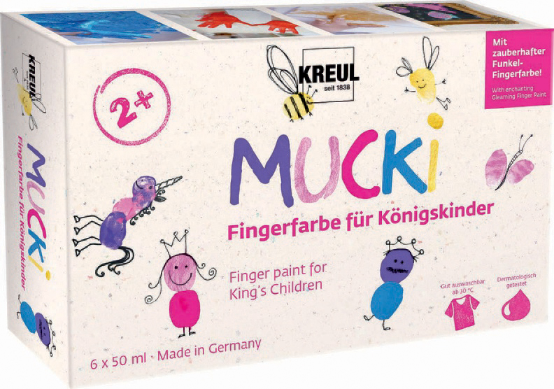 KREUL Fingerfarbe , MUCKI,  für Königskinder, 50 ml, 6er-Set