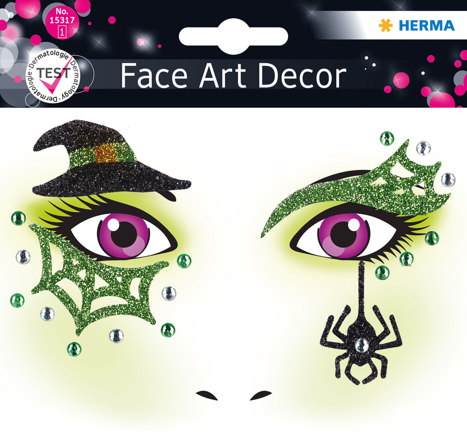 4008705153171 - 5 x HERMA Schmucketiketten Face Art Sticker Hexe Art