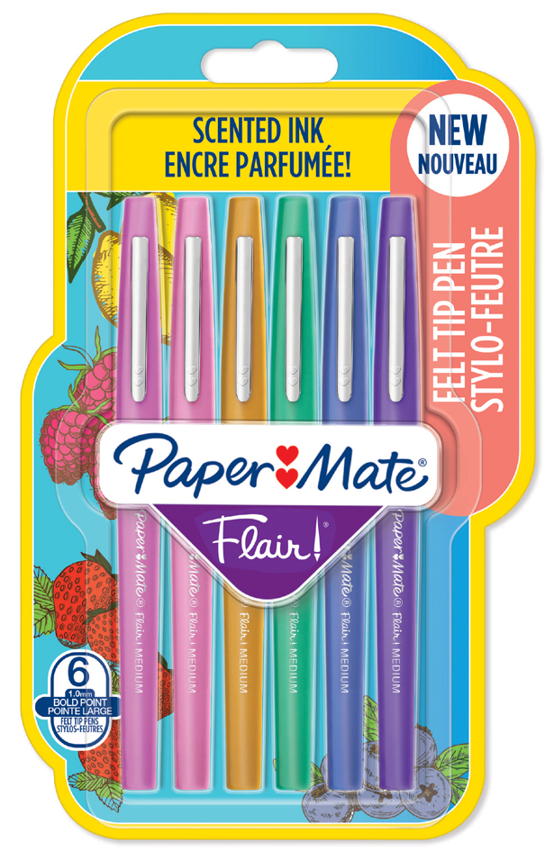 3026981384660 - Paper Mate Flair Duftende Filzstifte | Verschiedene Düfte und Farben für den Sonntagsbrunch | Mittlere Spitze (07 mm) | 6 Stück