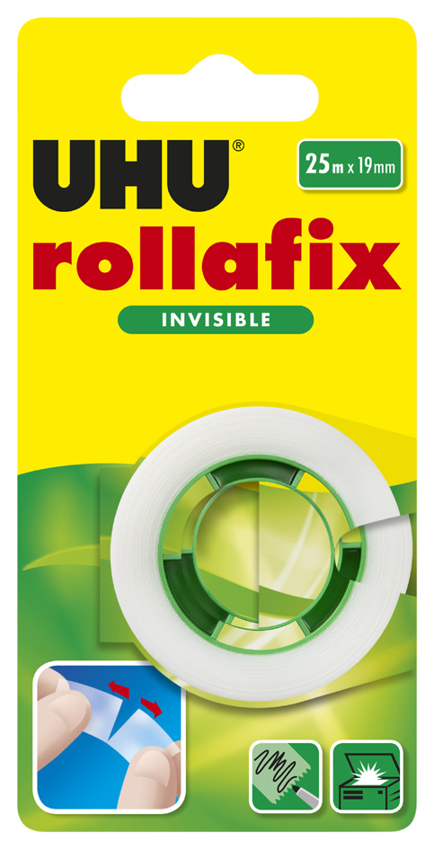 4026700369502 - 12 x Uhu Klebefilm rollafix Invisible Nachfüllrolle 25mx19mm beschrift