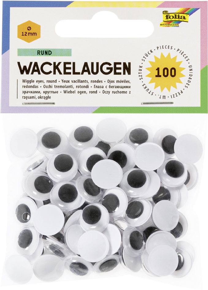 folia Wackelaugen, rund, 12 mm, nicht selbstklebend