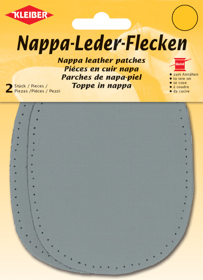 4009691850013 - KLEIBER Nappa-Lederflecken oval 100 x 125 mm hellgrau