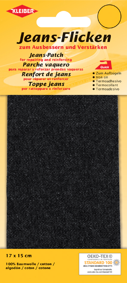 4009691342051 - KLEIBER Jeans-Bügelflicken 170 x 150 mm schwarz