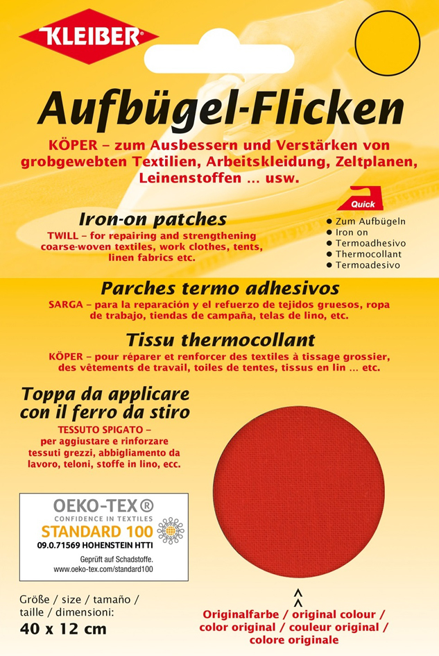 4009691330119 - KLEIBER Köper-Aufbügel-Flicken 400 x 120 mm rot