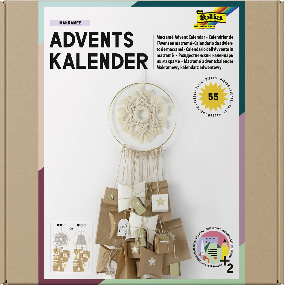 4001868124668 - Folia Adventskalender-Set Makramee 55-teilig