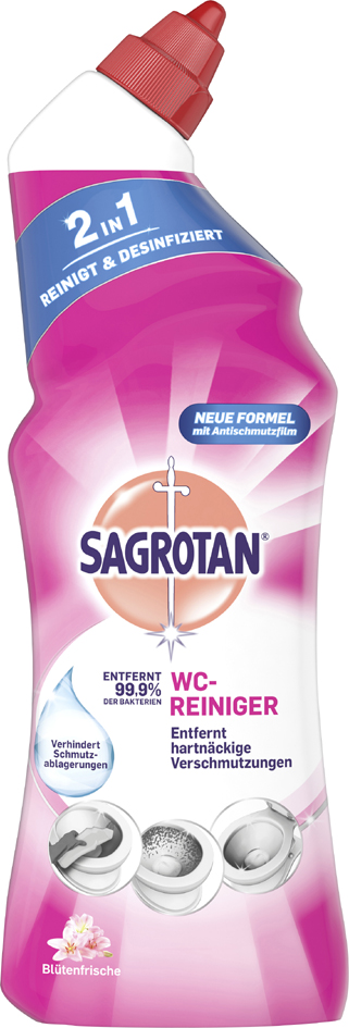 SAGROTAN 2-in-1 WC-Reiniger , Blütenfrische, , 750 ml Flasche