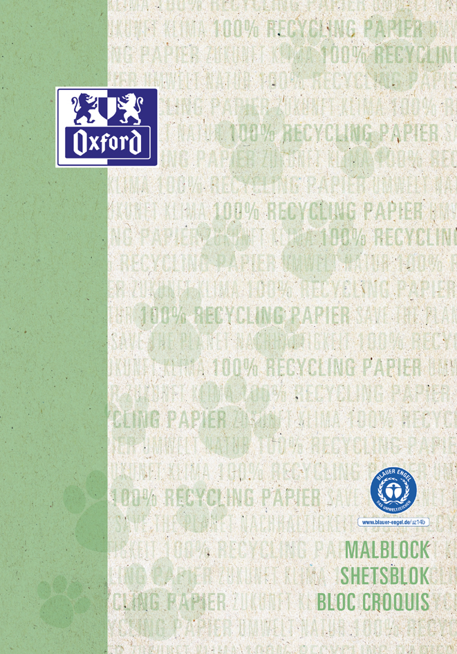 Oxford Malblock , Recycling, , DIN A4, 100 Blatt, grün