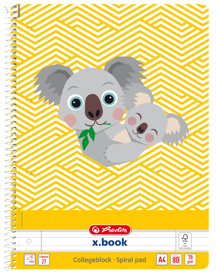 herlitz Collegeblock , Cute Animals Koala, , DIN A4, liniert