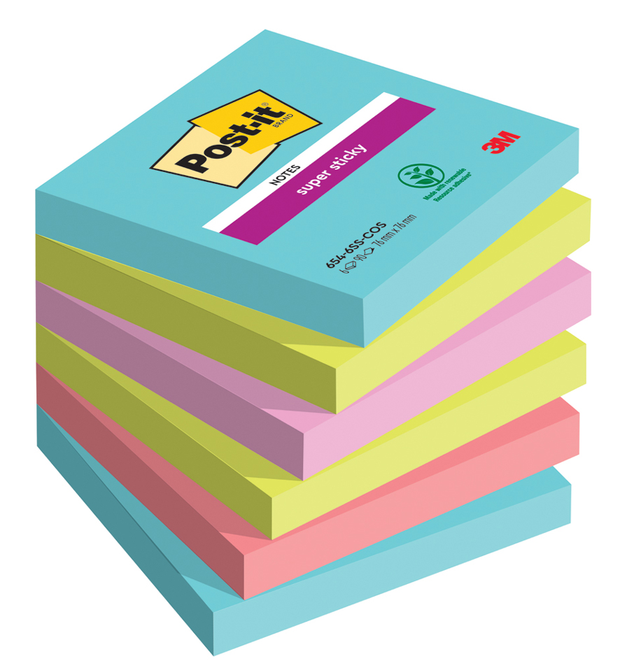 Post-it Haftnotizen Super Sticky Notes, 76 x 76 mm, Cosmic