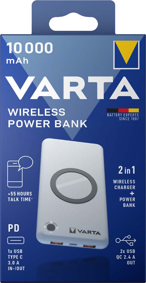 VARTA Zusatzakku , Wireless Power Bank, , 15.000 mAh, weiß