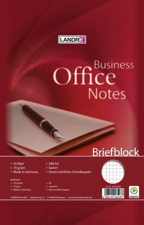 LANDRÉ Briefblock , Business Office Notes, , DIN A4, kariert