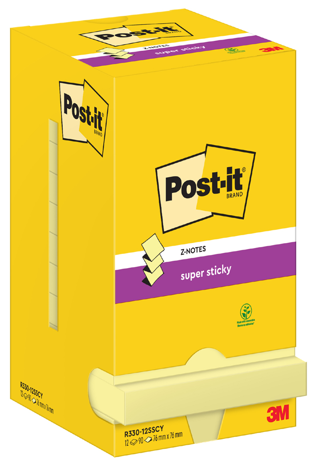 Post-it Super Sticky Z-Notes, 76 x 76 mm, kanariengelb