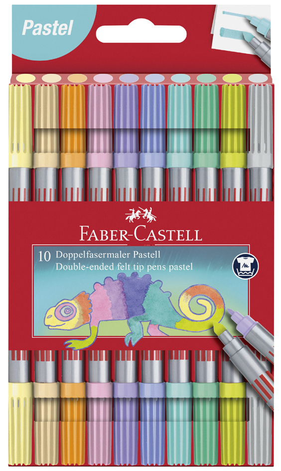 FABER-CASTELL Doppelfasermaler Pastell, 10er Etui