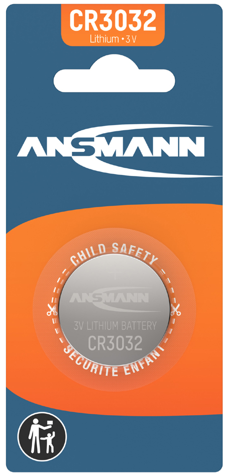 ANSMANN Lithium Knopfzelle CR3032, 3 Volt, 1er Blister