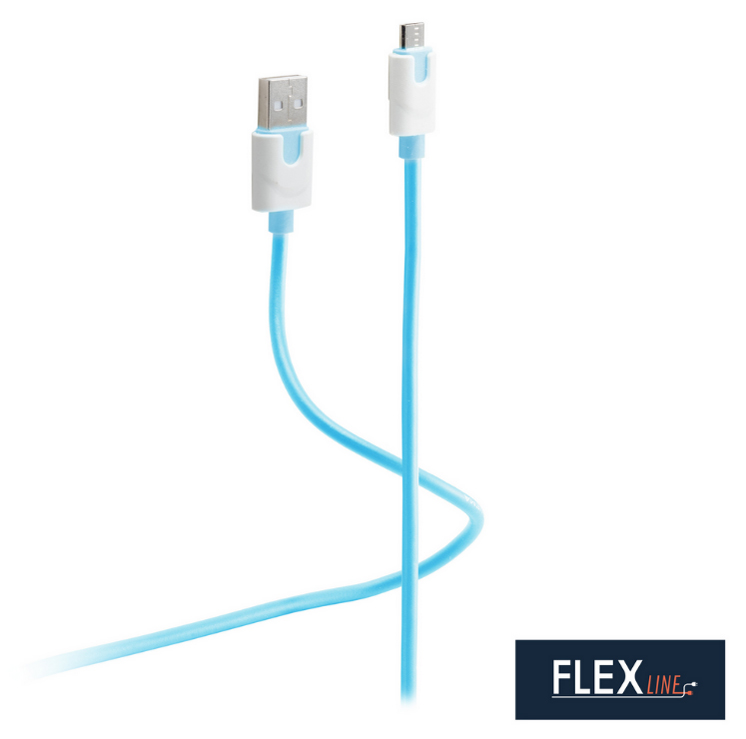 FLEXLINE Daten- & Ladekabel, USB-A - USB-B, blau, 2,0 m