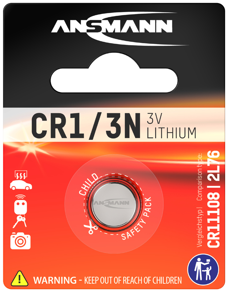 ANSMANN Lithium Knopfzelle CR1/3N, 3 Volt, 1er Blister