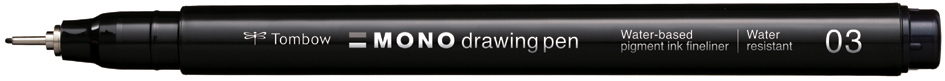 Tombow Fineliner MONO drawing pen, schwarz, Strichstärke 03
