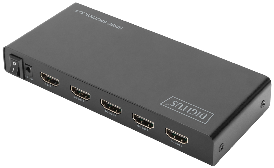 DIGITUS 4K HDMI Splitter, 4-fach, mit Downscaler, schwarz