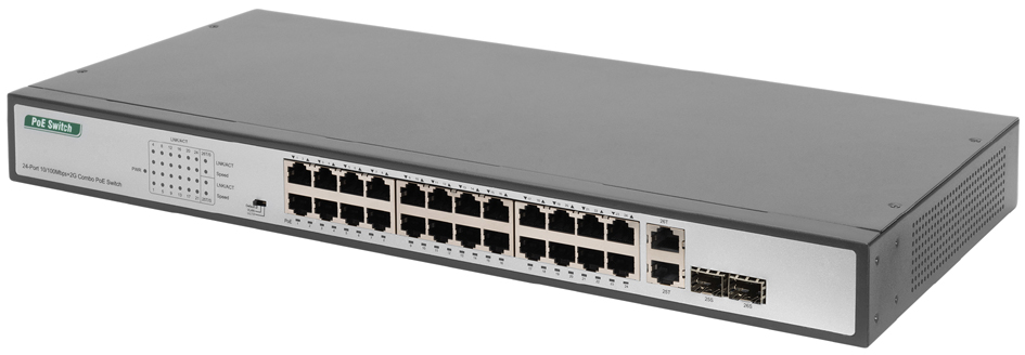 DIGITUS 19,  Fast Ethernet PoE Switch, 24-Port, Unmanaged