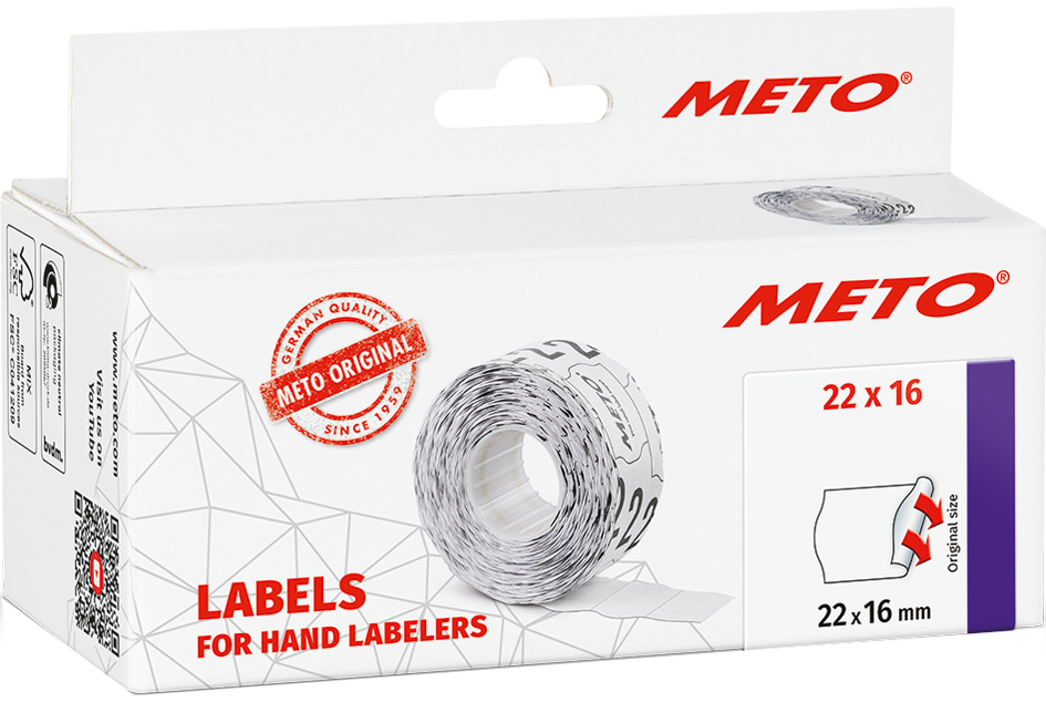 METO Etiketten für Preiauszeichner, 22 x 16 mm, weiß
