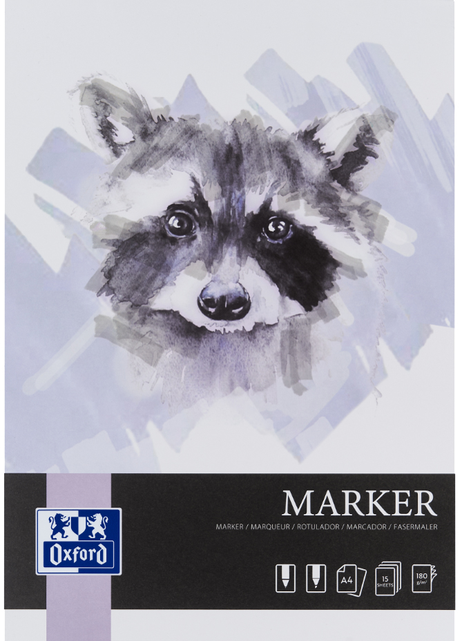 Oxford Art Markerblock , Marker, , DIN A4, 15 Blatt, 180 g/qm